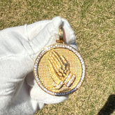 Praying Hands Medallion β Iced-Out Stainless Steel Pendant with Rope Chain